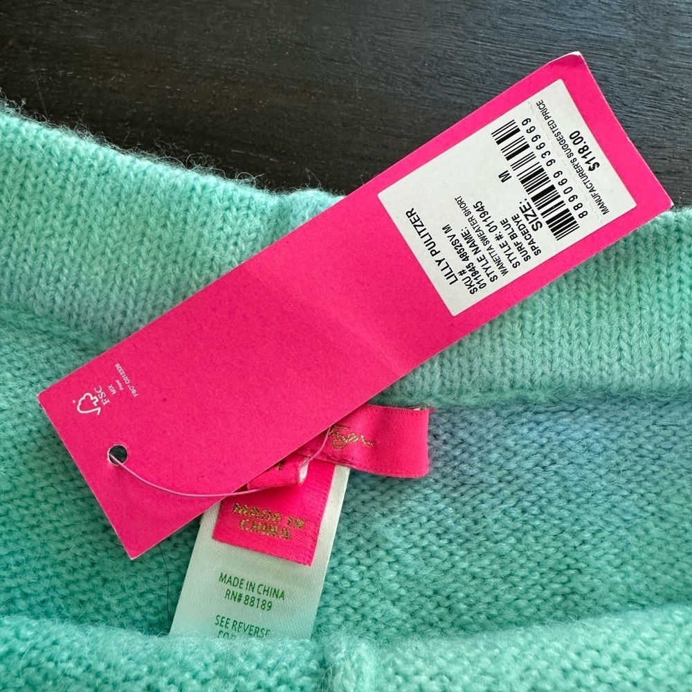 NWT LILLY PULITZER Wanetta Sweater Shorts Surf Blue Space Dye (10) - Picture 5 of 8
